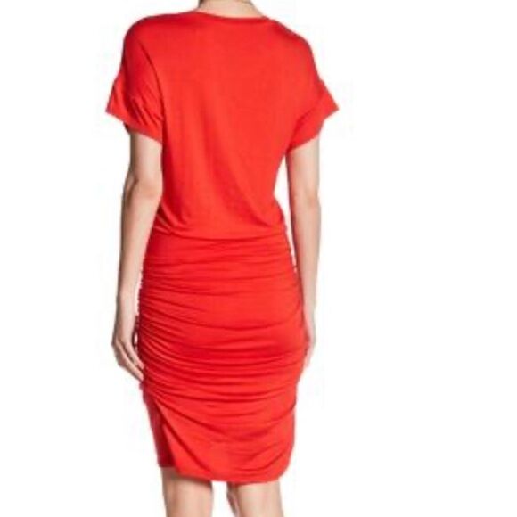 The Vanity Room Cherry V-Neck Ruched Dress Size S - Picture 2 of 6